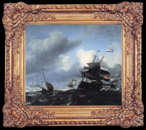 framed  Ludolf Backhuysen Seascape with Ships, Ta024